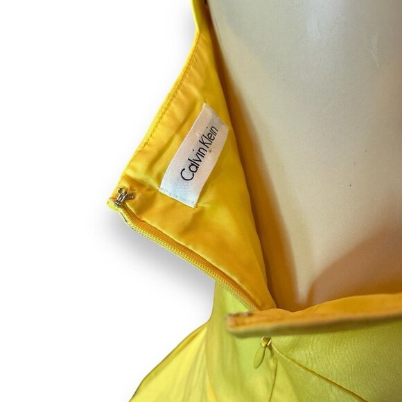 Calvin Klein Dress Size M/L Yellow Midi Fall Womens Classy - Picture 5 of 5